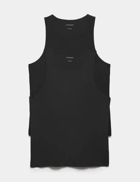 Autograph 2 Pack Body Invisibles Stretch Sleeveless Vests Black
