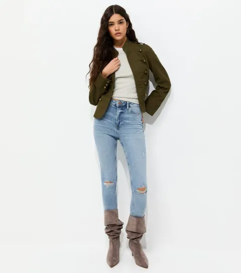 Women's Blue Ripped Hallie Skinny Jeans