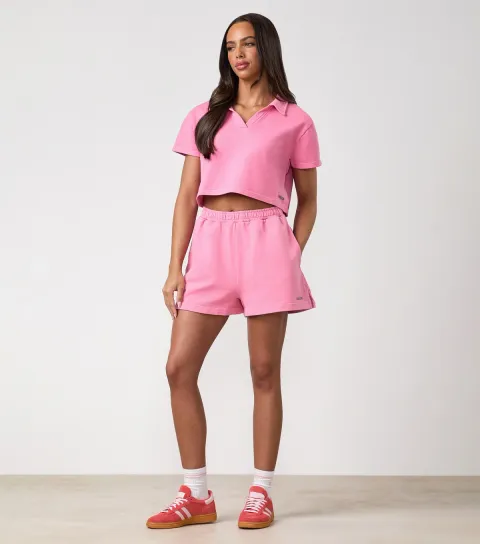 Women's Pink Cotton Haze Side Split Shorts