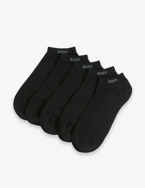 Boss 5 Pack Cotton Rich Trainer Socks Black