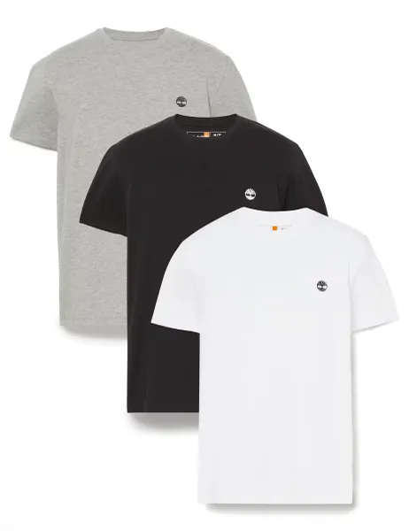 Timberland 3 Pack Slim Fit Pure Cotton T-Shirt Multi