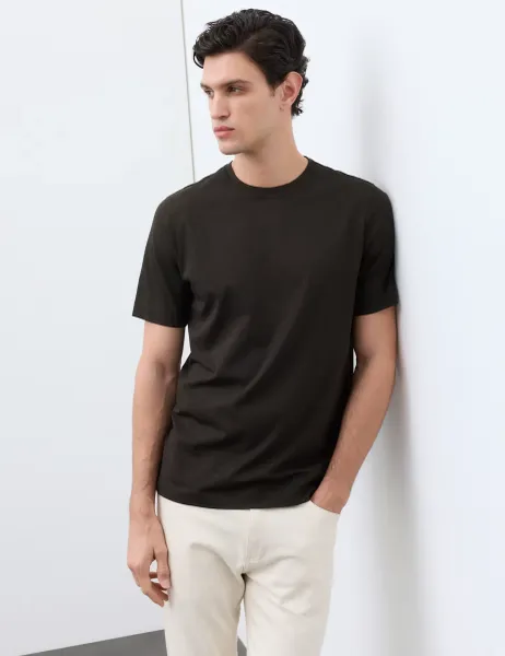 Autograph Pure Supima Cotton Performance Crew Neck T-shirt Chocolate Mix