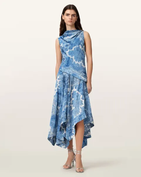 Prue Draped Asymmetric Midi Dress