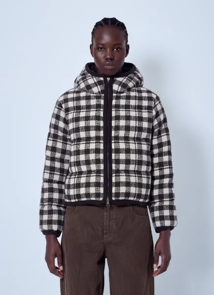 Moncler Abstraction Hooded Wool Blend Short Down Jacket