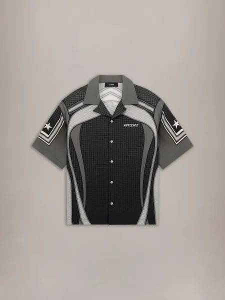 SPORT PANEL OVERSIZED CAMP SHIRT - Black