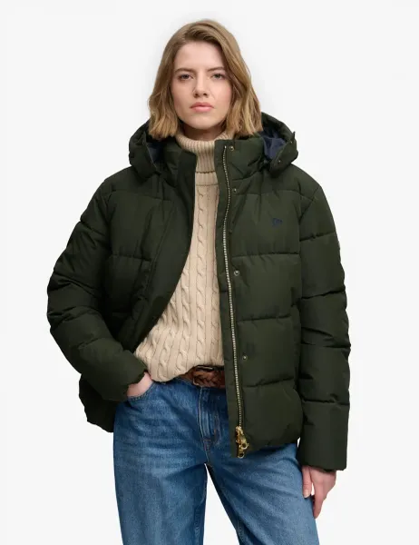 Superdry & Co Water Resistant Hooded Relaxed Puffer Jacket Green
