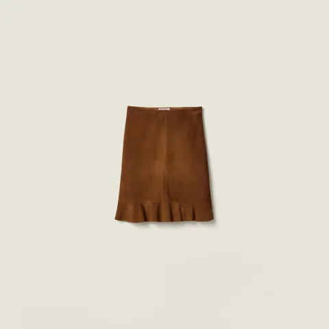 Waxed suede skirt