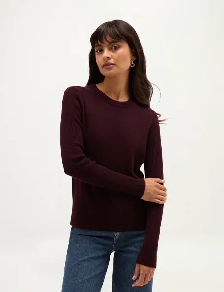 Hobbs Merino Wool Rich Jumper with Cashmere Purple