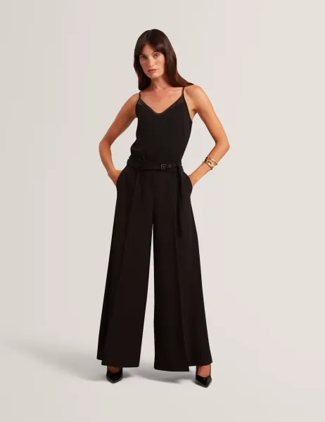 Ted Baker Belted Wide Leg Trousers Black