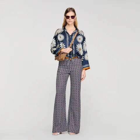 Floral print silk shirt