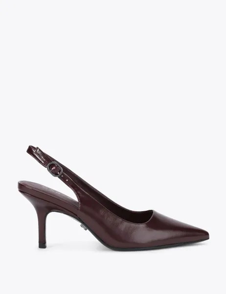 Carvela Buckle Stiletto Heel Pointed Slingback Shoes Burgundy