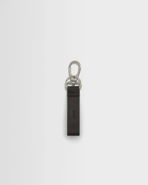 Boston - Dark Brown Retro Grain Leather Keyring