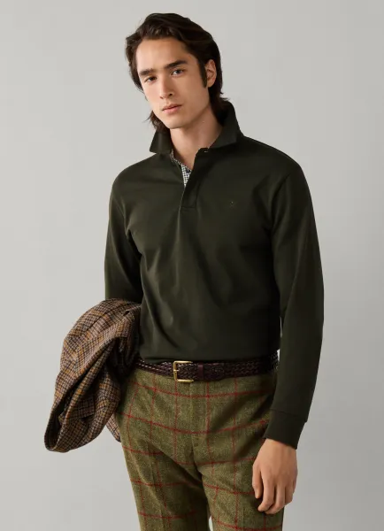 Hackett Classic Fit Tattersall Trim Rugby Shirt
