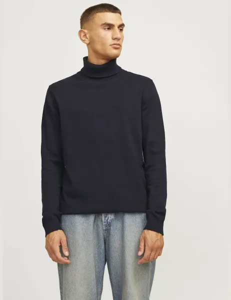 Jack & Jones Pure Cotton Roll Neck Jumper Navy