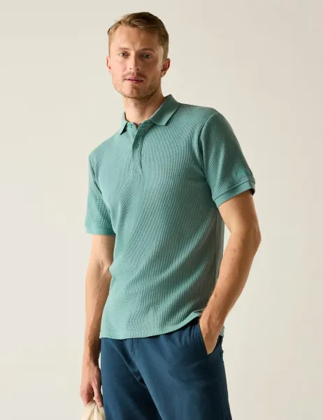 Regatta Adino Cotton Blend Waffle Polo Shirt Green