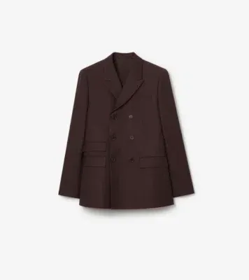 Striped Wool Mohair Tailored Jacket in Log brown