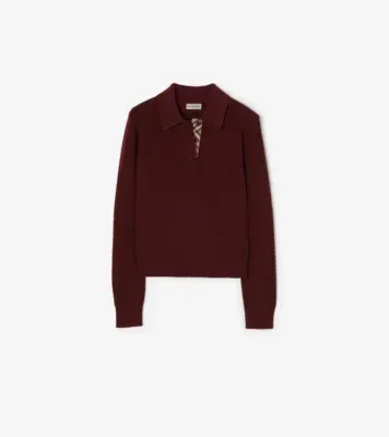 Long-sleeve Wool Polo Shirt in Grape purple