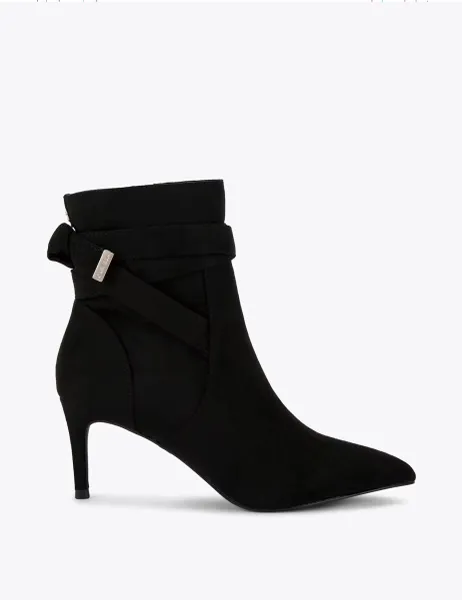 Carvela Strap Detail Stiletto Heel Pointed Ankle Boots Black