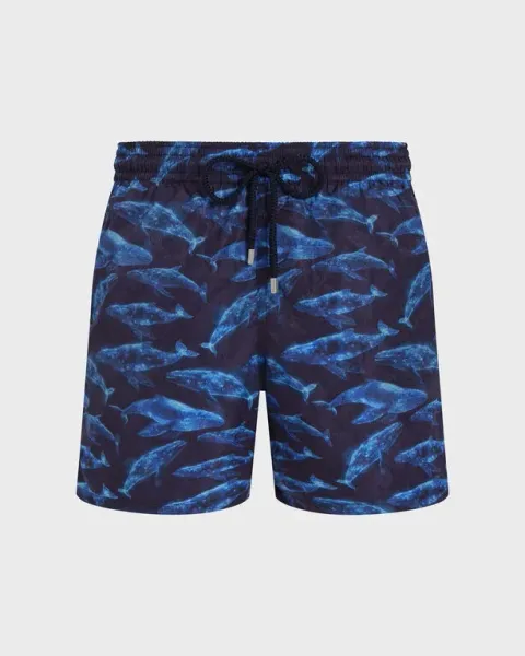 Vilebrequin Men Swim Shorts Sparkling Whales Monogram Jacquard