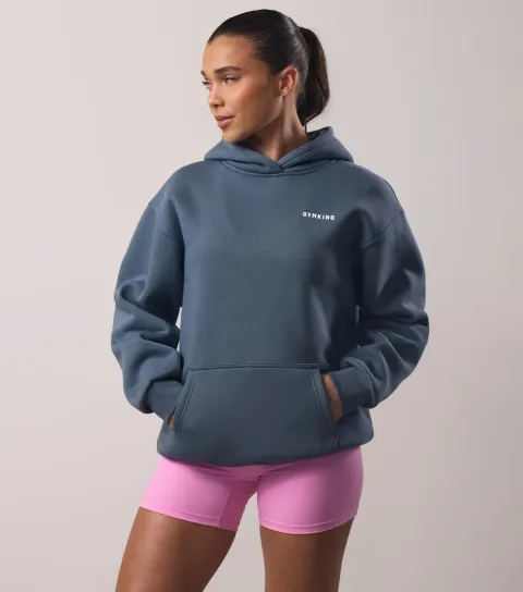 Women's Blue Challenge Your Limits Slogan Print Hoodie