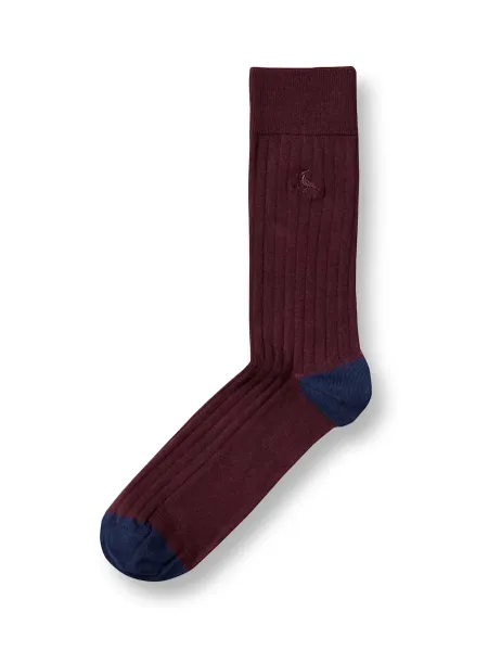 Charles Tyrwhitt Pure Cotton Ribbed Socks Burgundy