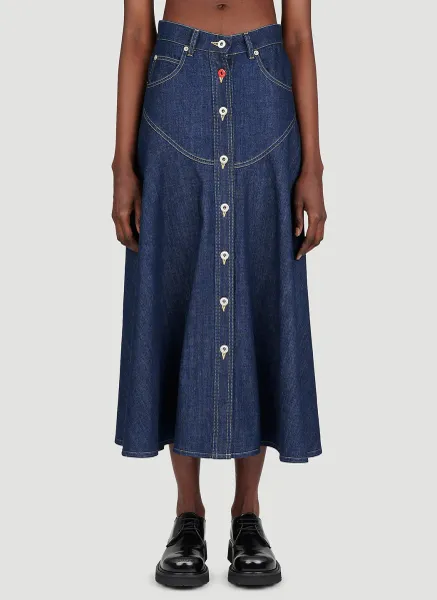 Long Flared Denim Skirt