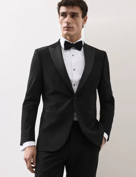 Autograph Tailored Fit Wool Blend Tuxedo Jacket Black
