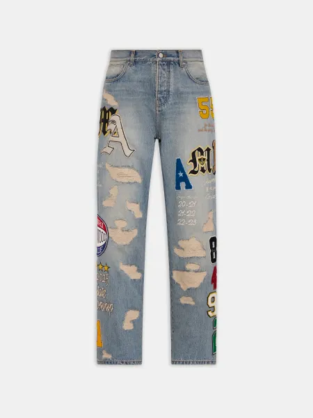 VARSITY PATCH BAGGY JEAN - Antique Indigo
