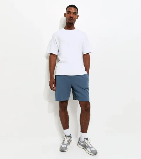 New Look Men's Dark Blue Regular Textured Pull On Shorts