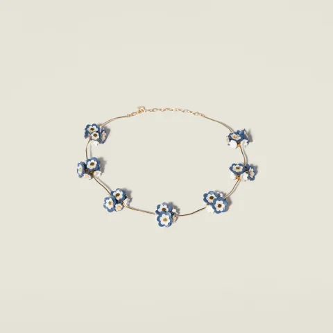 Metal and leather necklace