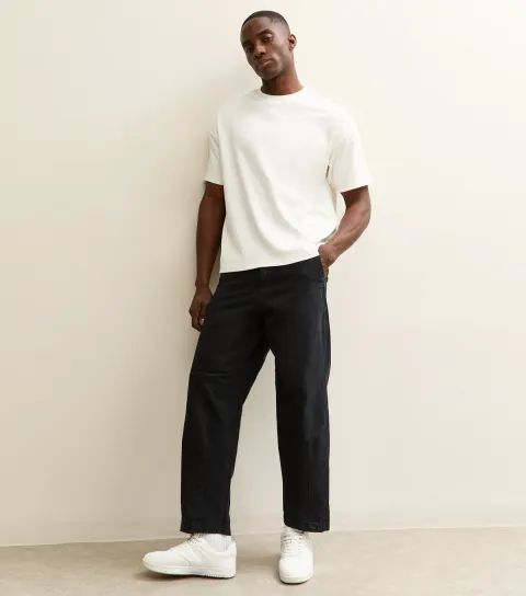 Men's Black Straight Chino Trousers