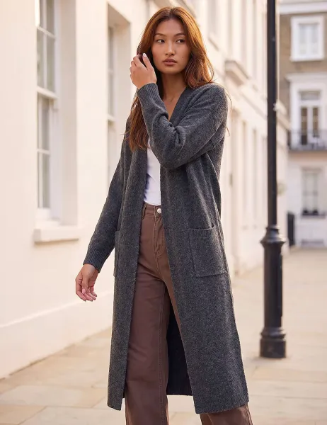 Roman Longline Cardigan Dark Grey