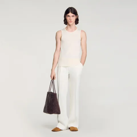 Knit crew neck vest top
