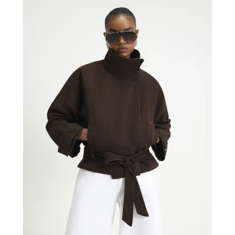 River Island Washed Cotton Funnel Neck Jacket