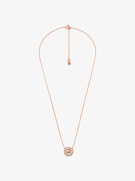 Fulton Precious Metal-Plated Pavé Logo Charm Necklace