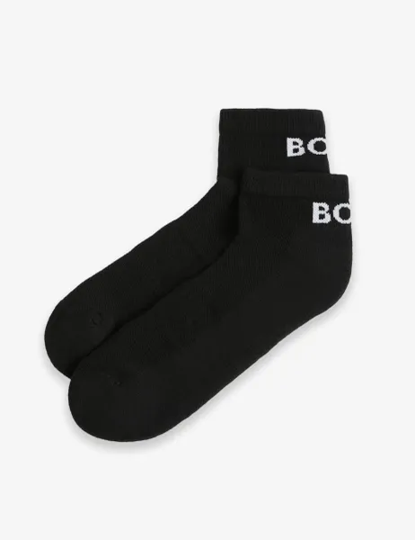 Boss 2 Pack Cotton Rich Cushioned Trainer Socks Black
