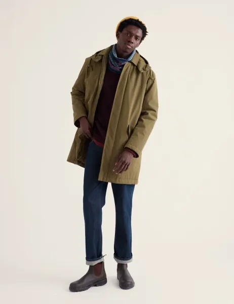 Seasalt Cornwall Stone Wave Waterproof Cotton Blend Coat Green