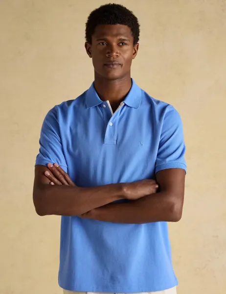 Pure Cotton Pique Polo Shirt Light Blue