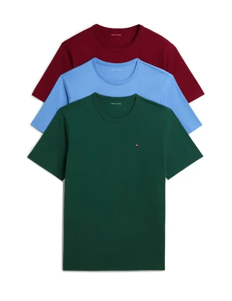 Tommy Hilfiger 3 Pack Pure Cotton T-Shirts Green Mix