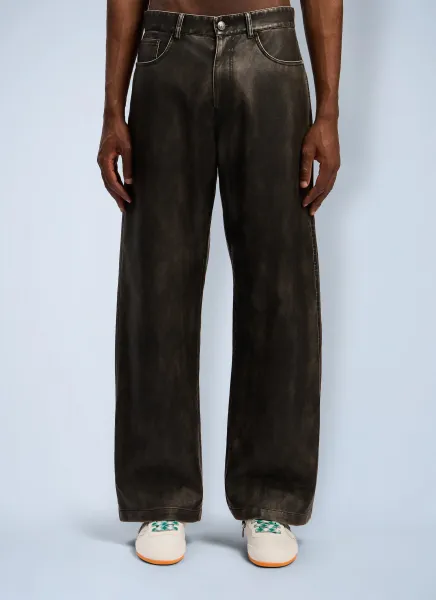 Curved Logo Coated Pants