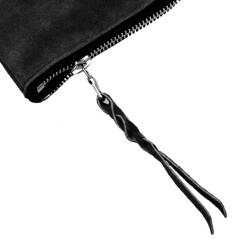 Suede Half Zip Wallet