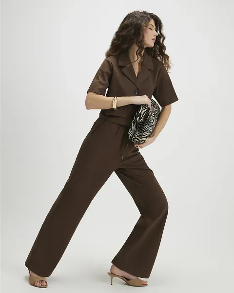 River Island Faux Suede Drawstring Trousers