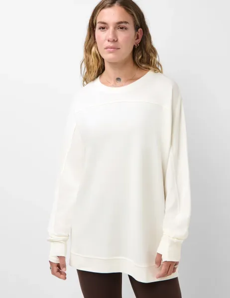 Sweaty Betty After Class Cotton Blend Longline Sweatshirt Soft White