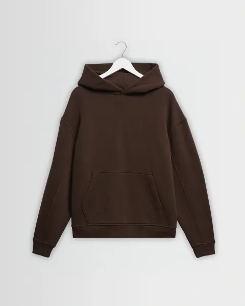 Rydal - Dark Brown Brushed Loopback Cotton Hoodie