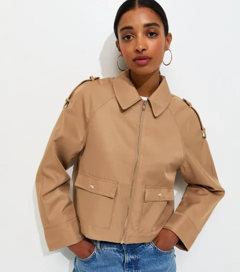 Women's Tan Short Trucker Jacket