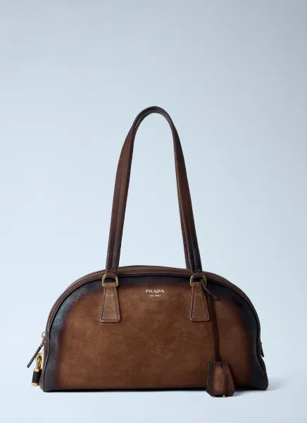 Bowling Medium Suede Handbag