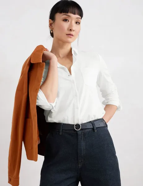 Seasalt Cornwall Pure Cotton Collared Shirt White