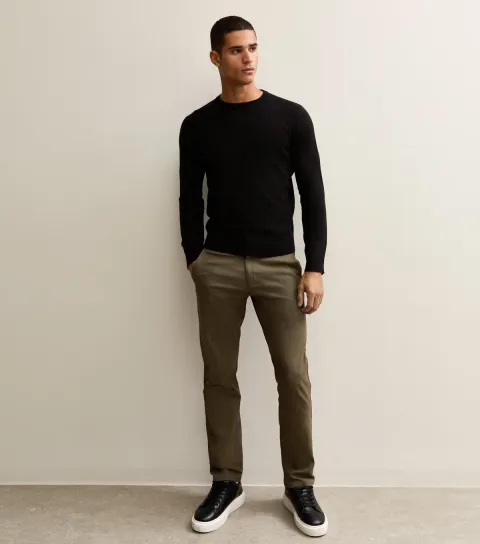 New Look Men's Dark Khaki Slim Chino Trousers