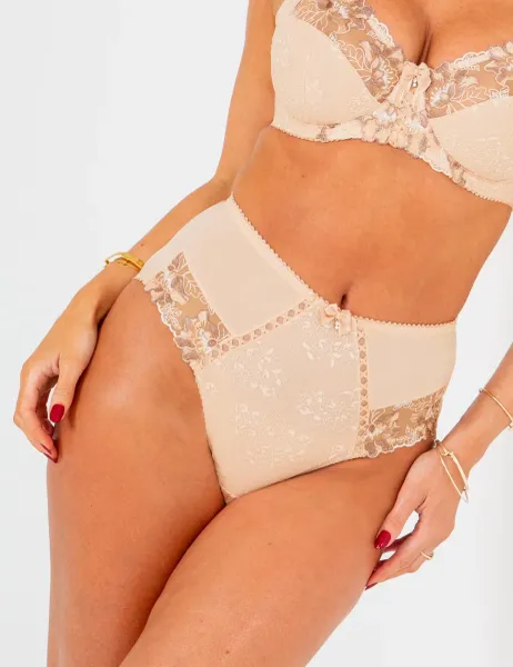 Pour Moi Sofia Lace Embroidered Full Briefs Beige