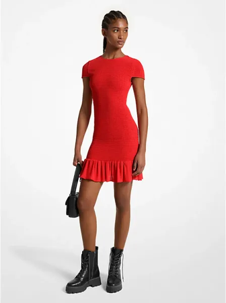 Michael Kors Smocked Georgette Mini Dress